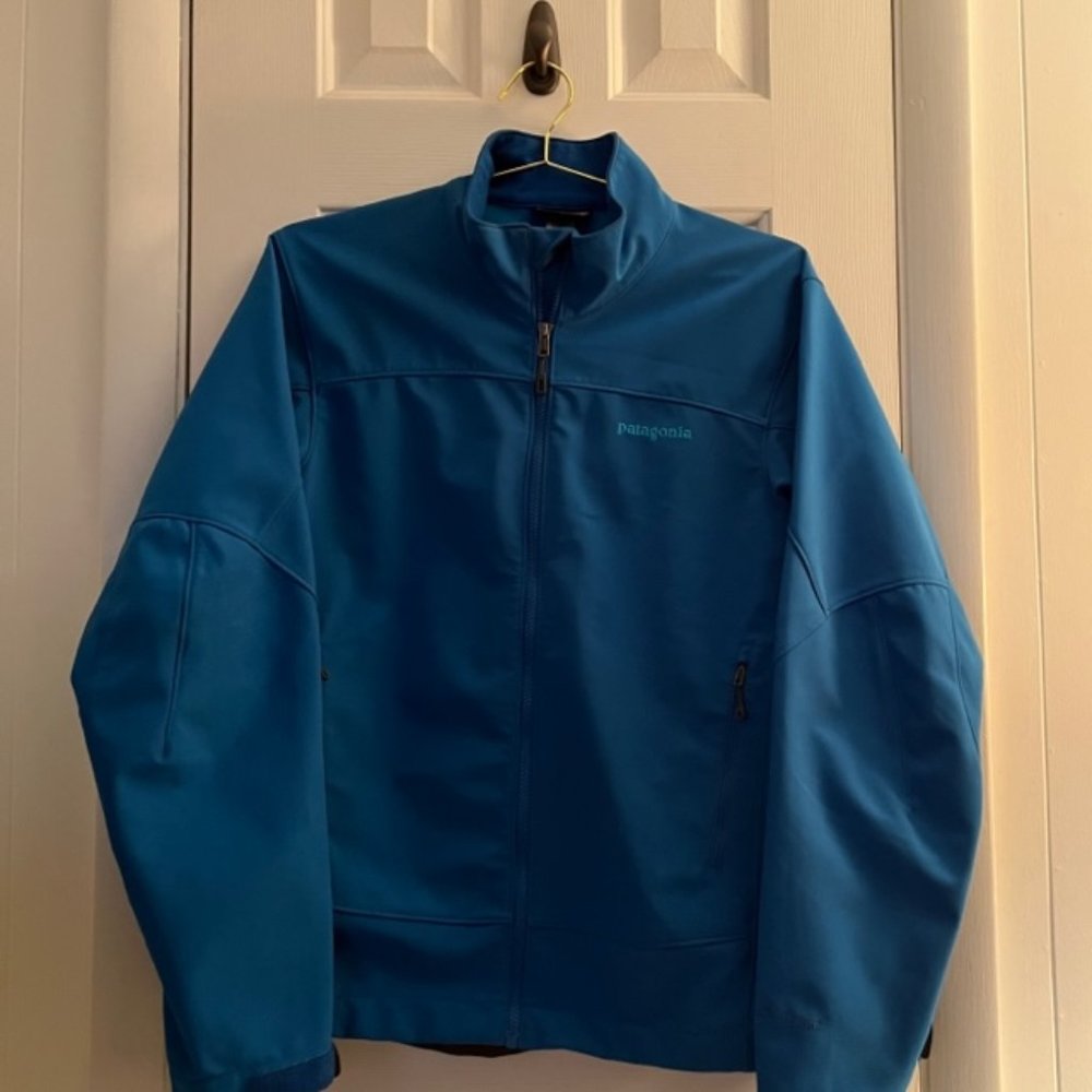 PATAGONIA MEN'S POLARTEC WINDBLOC JACKET, MEDIUM, BRIGHT BLUE, FULL ZIP